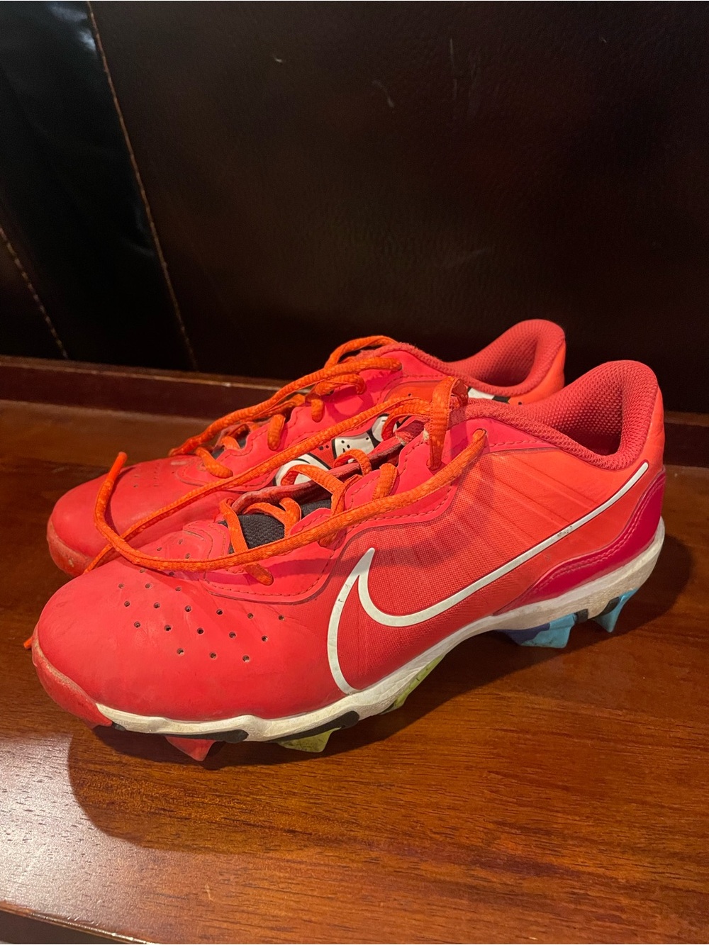 Nike Kids Bright Red and Orange Baseball/Softball Cleats